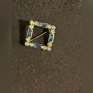 Vintage Elegant Blue and white stones Square Brooch